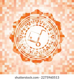 cargo icon inside orange mosaic emblem. 