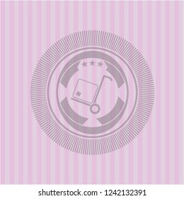 cargo icon inside pink emblem. Retro