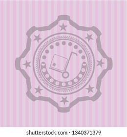 cargo icon inside pink emblem
