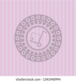 cargo icon inside pink emblem. Vintage.