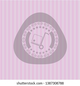 cargo icon inside pink icon or emblem