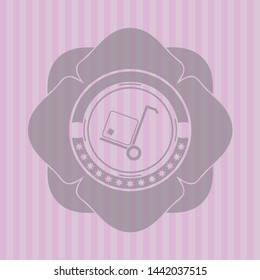 cargo icon inside pink emblem. Vintage.