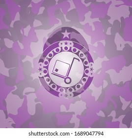 cargo icon inside pink and purple camouflage texture