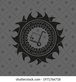 cargo icon inside realistic black emblem. 