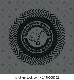 cargo icon inside realistic dark emblem