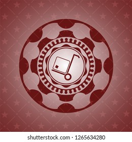 cargo icon inside realistic red emblem