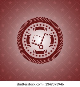 cargo icon inside realistic red emblem