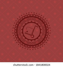 icono de carga dentro de un emblema rojo realista. 