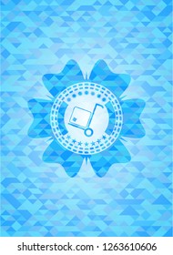 cargo icon inside realistic sky blue mosaic emblem