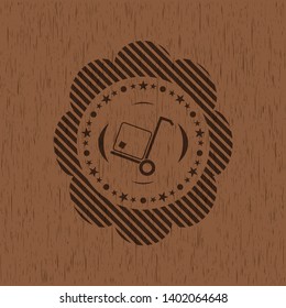 cargo icon inside realistic wooden emblem