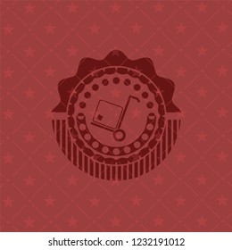 cargo icon inside red emblem. Retro