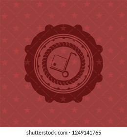 cargo icon inside red emblem. Retro