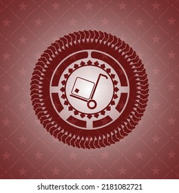icono de carga dentro del emblema rojo. Vintage. 