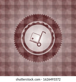 cargo icon inside red geometric emblem. Seamless.