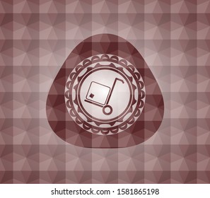 cargo icon inside red seamless badge with geometric pattern background.