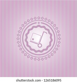 cargo icon inside retro pink emblem
