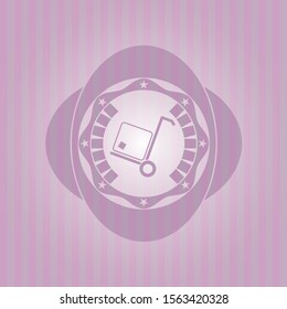 cargo icon inside retro pink emblem