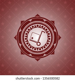 cargo icon inside retro red emblem
