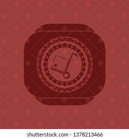 cargo icon inside retro red emblem