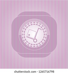 cargo icon inside retro style pink emblem