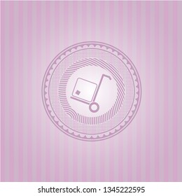 cargo icon inside retro style pink emblem