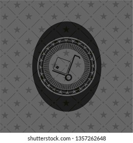 cargo icon inside retro style black emblem