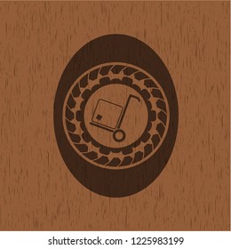 cargo icon inside retro wood emblem