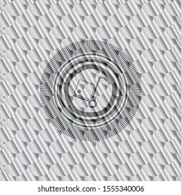 cargo icon inside shiny silver emblem. Scales pattern. Vector Illustration. Detailed.