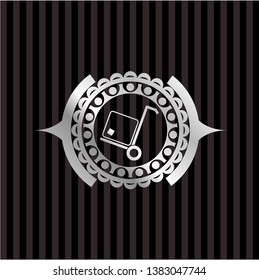 cargo icon inside silver emblem or badge