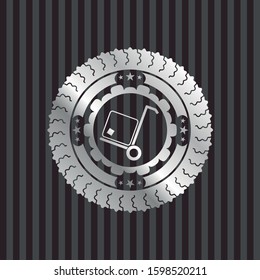 cargo icon inside silvery shiny badge