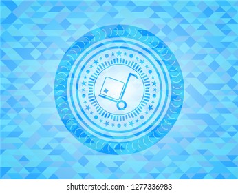 cargo icon inside sky blue mosaic emblem