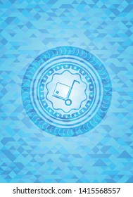 cargo icon inside sky blue mosaic emblem