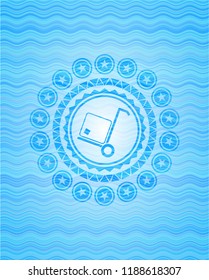 cargo icon inside water concept style badge.