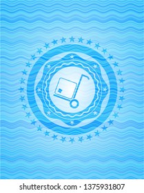 cargo icon inside water wave style emblem.