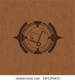 cargo icon inside wooden emblem. Vintage.