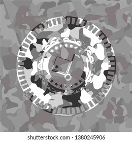 cargo icon on grey camo pattern
