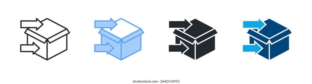 Cargo Icon Set Multiple Style. Design In Outline, Blue, Glyph, Dualtone