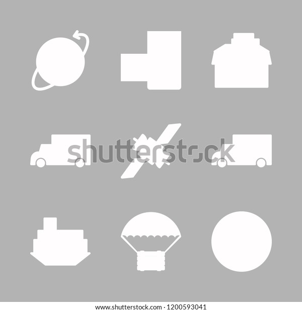 cargo icon set. vector set about ship, postal,
dump truck and delivery icons
set.
