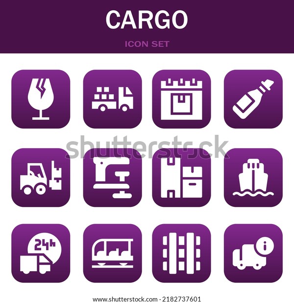 cargo icon set. Vector  illustrations related\
with Fragile, Truck and\
Delivery