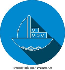 Cargo icon. ship icon. freight transport, sea port icon in vector illustration, flat style, two color, color circle, black shape style.