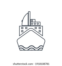 Cargo icon. ship icon. freight transport, sea port icon in vector illustration, flat style, two color, color circle, black shape style.