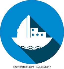 Cargo icon. ship icon. freight transport, sea port icon in vector illustration, flat style, two color, color circle, black shape style.