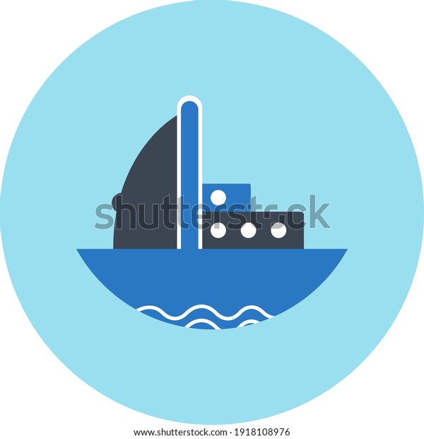 Cargo icon. ship icon. freight transport, sea port\
icon in vector illustration, flat style, two color, color circle,\
black shape style.