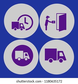 cargo icon. cargo vector icons set courier gives parcel, fast delivery truck and truck
