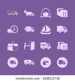 cargo icon. cargo vector icons set courier gives parcel, open box, oil truck and ship