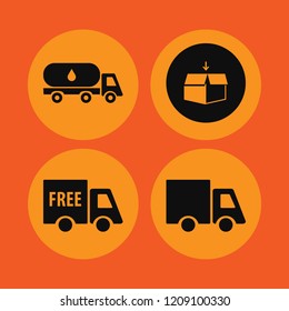 cargo icon. cargo vector icons set free delivery, oil truck, truck and open box