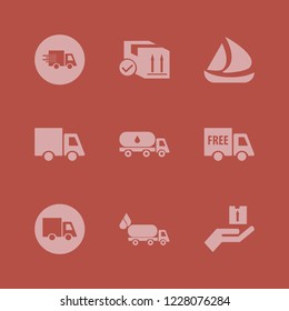 cargo icon. cargo vector icons set oil truck, truck, free delivery and fast delivery truck