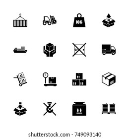 Cargo icons - Expand to any size - Change to any colour. Flat Vector Icons - Black Illustration on White Background.