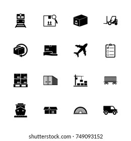 Cargo icons - Expand to any size - Change to any colour. Flat Vector Icons - Black Illustration on White Background.