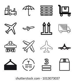 Cargo icons. set of 16 editable outline cargo icons such as forklift, plane, 3 allowed